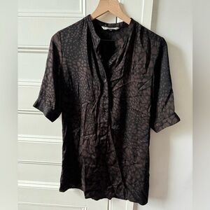 Tucker NYC Silk Jacquard Popover Tunic Blouse